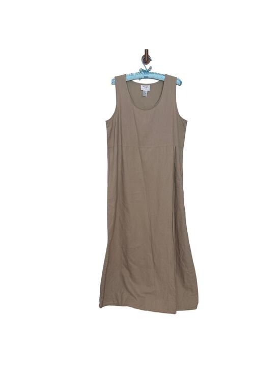 vision Dresses & Skirts - Vintage Vision Apparel Sz 10 Linen Cotton Beige Faux Wrap Maxi Dress Sleeveless